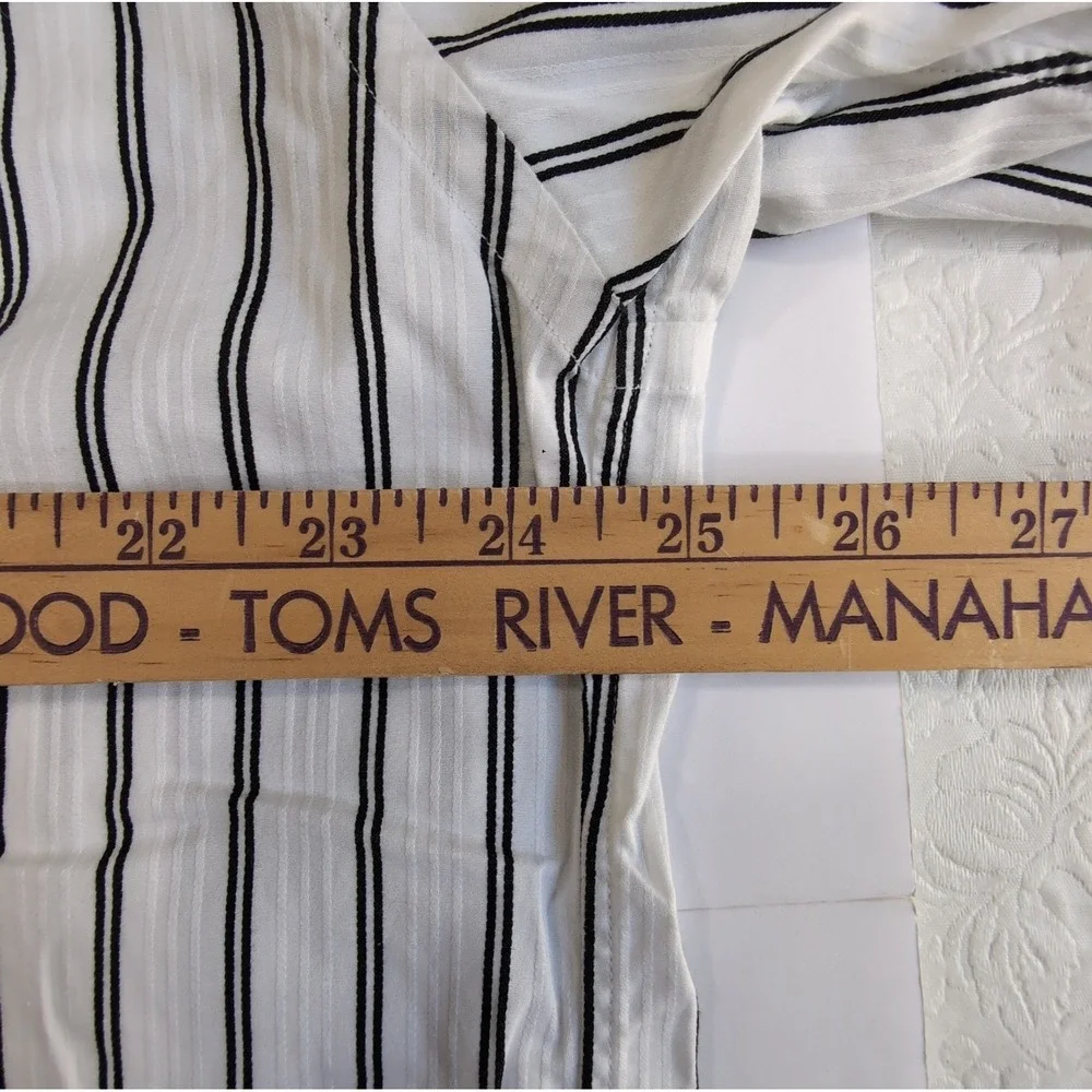 Robert Graham Flip Cuff Long Sleeve Shirt Mens 2XL 18 46 White Black Stripe